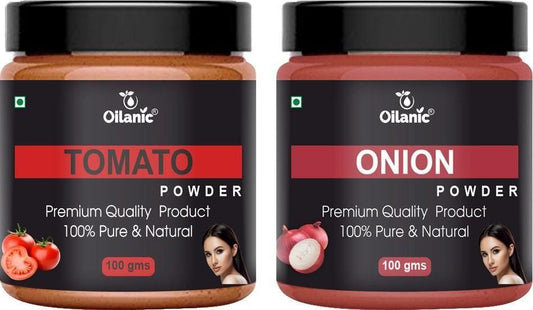 SparkPetal Natural Tomato & Onion Powder for Skin & Hair - Strengthening & Moisturizing Combo Pack (100g Each, 200g Total)