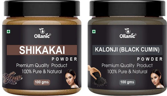 SparkPetal Natural Shikakai & Kalonji Powder for Skin & Hair - Strengthening & Moisturizing Combo Pack (100g Each, 200g Total)