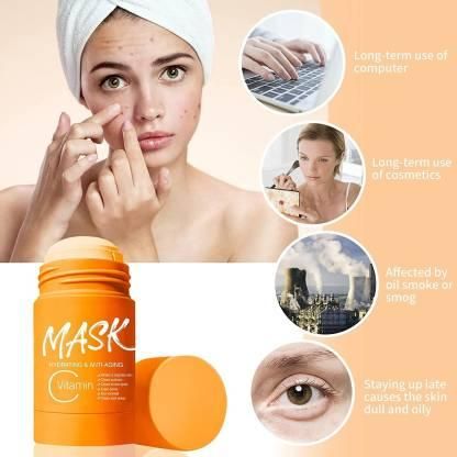 SparkPetal Purifying Orange Vitamin C Clay Face Mask Stick - Anti-Aging & Radiance Boost