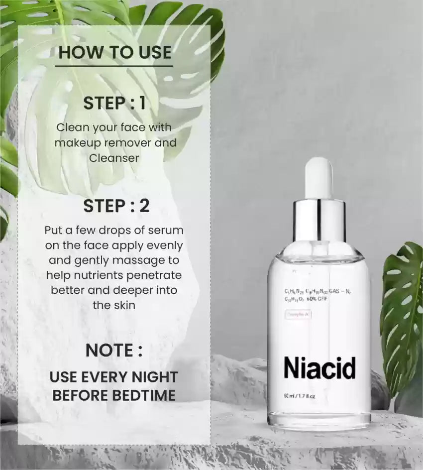 SparkPetal Niacid Serum for Pitted Scars & Dark Acne - 50ml with Tranexamic Acid & Niacinamide