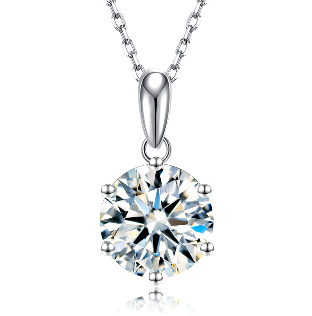 Moissanite Pendant Necklace for Women, 1-5CT 925 Sterling Silver D Color Necklace with Certificate of Authenticity