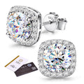 Moissanite Halo Earrings Studs : 18K Gold Plated Solid 925 Sterling Silver Stud Earring for Women Men Hypoallergenic Dainty Moissanite Jewelry for Sensitive Ear Round Cut D Color VVS1 1CT-4CT