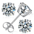 Moissanite Stud Earrings, Round Cut D Color VVS1 Clarity Lab Created Moissanite Earrings Studs 18K White Gold Plated 925 Sterling Silver Jewelry for Women Men