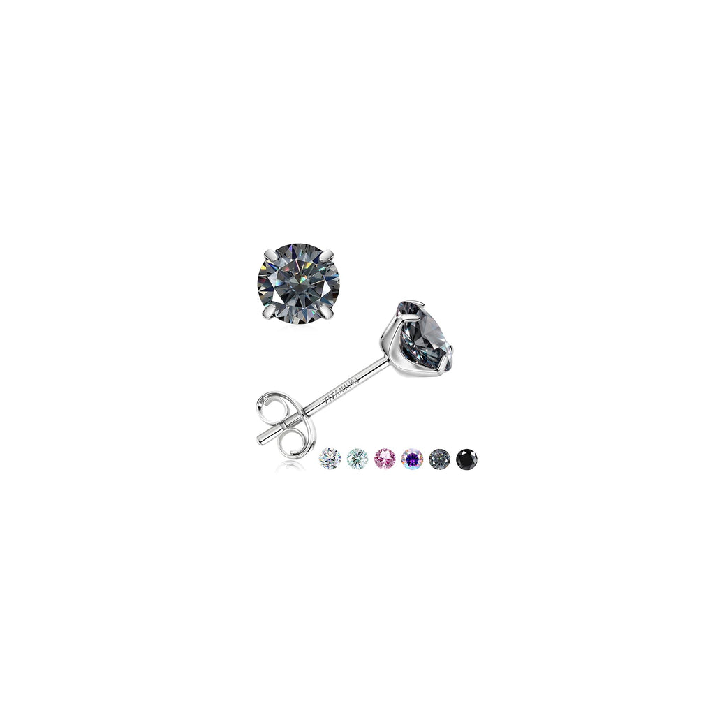 Moissanite Earrings Studs ：G23 Implant Grade Titanium Stud Earring for Women Men Hypoallergenic Dainty Moissanite Jewelry for Sensitive Ear Round Cut Dainty Multicolor VVS1 Clarity 0.6-4CT