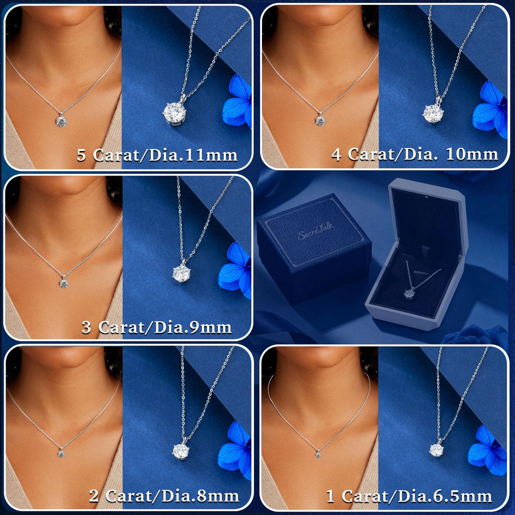 Moissanite Pendant Necklace for Women, 1-5CT 925 Sterling Silver D Color Necklace with Certificate of Authenticity