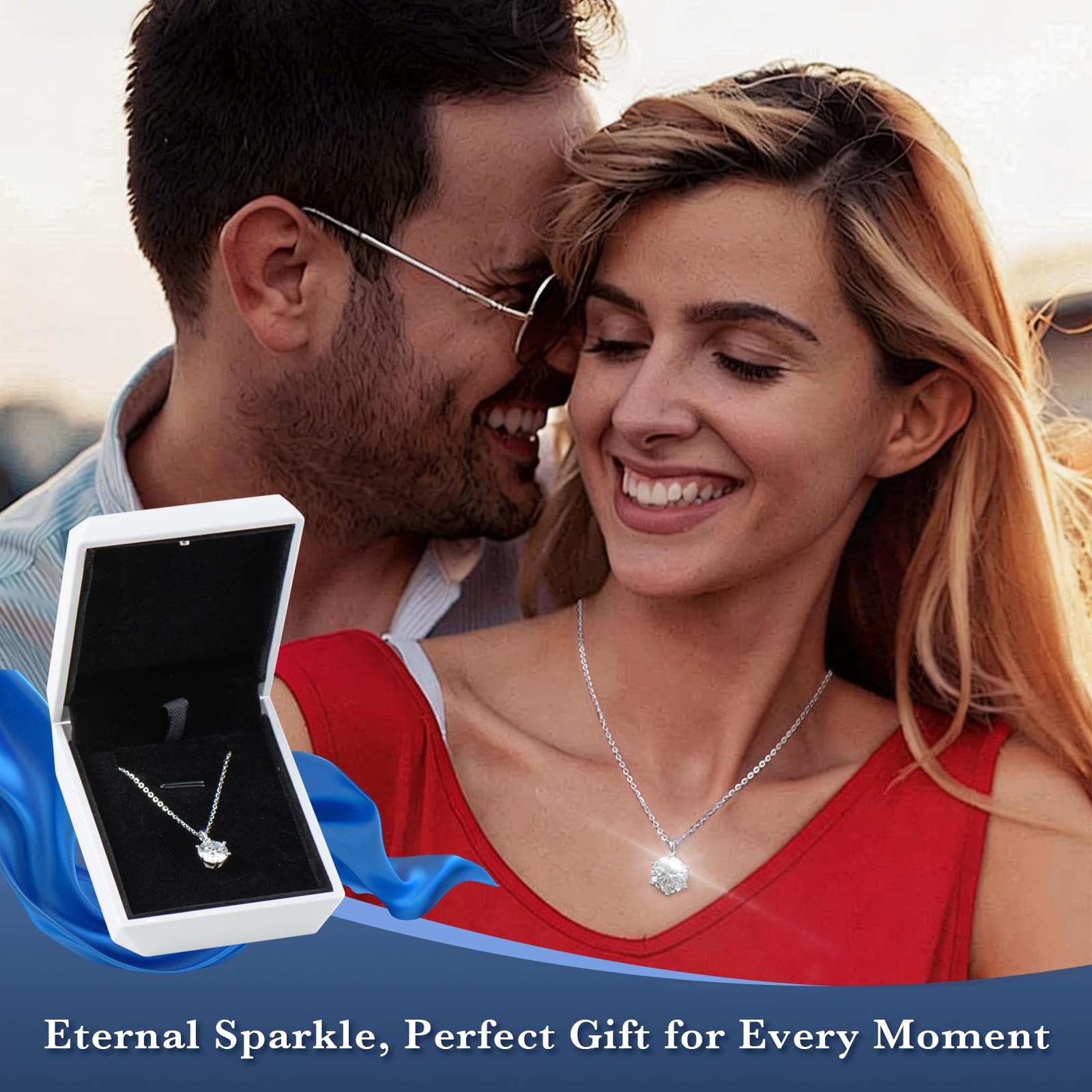 Moissanite Pendant Necklace for Women, 1-5CT 925 Sterling Silver D Color Necklace with Certificate of Authenticity