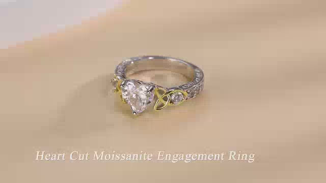 Moissanite Promise Rings for Her, 2CT D Color VVS1, Heart Shaped Celtic Knot, 925 Sterling Silver Engagement Wedding Anniversary Valentines Promise Gift with Certificate